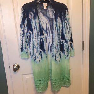 Chico’s tunic length tie dye cardigan size 1/M